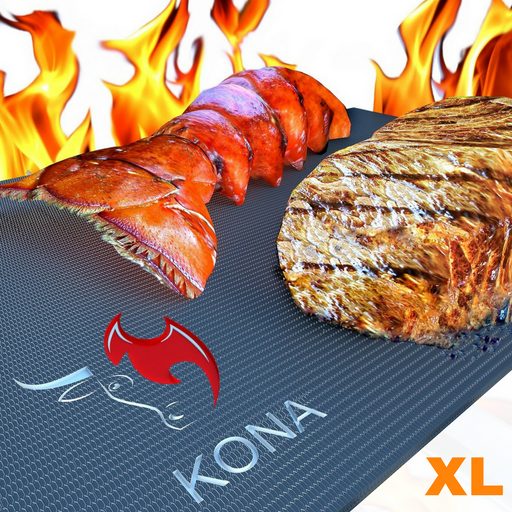 KONA XXL BBQ Grill Mats & Griddle Sheets - Set of 2 Very Large 36 inch X 25 inch Non Stick Cooking Liners, Cut to Desired Size - The Kansas City BBQ Store