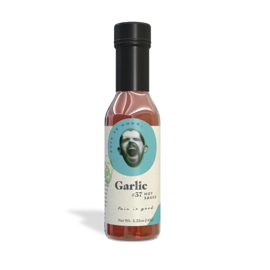 Pain Is Good Garlic Style Table Hot Sauce (5 oz.) featuring bold garlic hot sauce flavor.