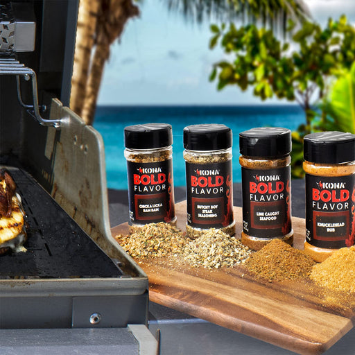 Kona Grilling Spices Gift Set - Bold, Mouth Watering Seasonings For Meat, Poultry, Seafood - Chicka Licka Bam Bam, Butchy Boy Steak, Line Caught Seafood and Knuckle Head Rub - The Kansas City BBQ Store