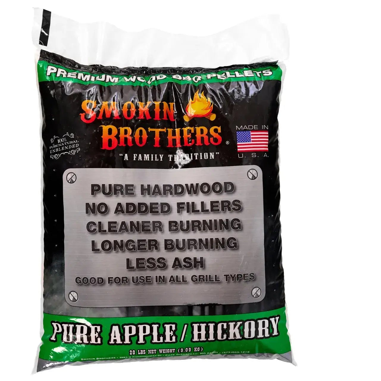 Smokin Brothers Pure Apple Hickory Pellets