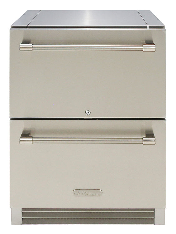 Alfresco 24" PolarCore™ Undercounter 2 Drawer Outdoor Refrigerator