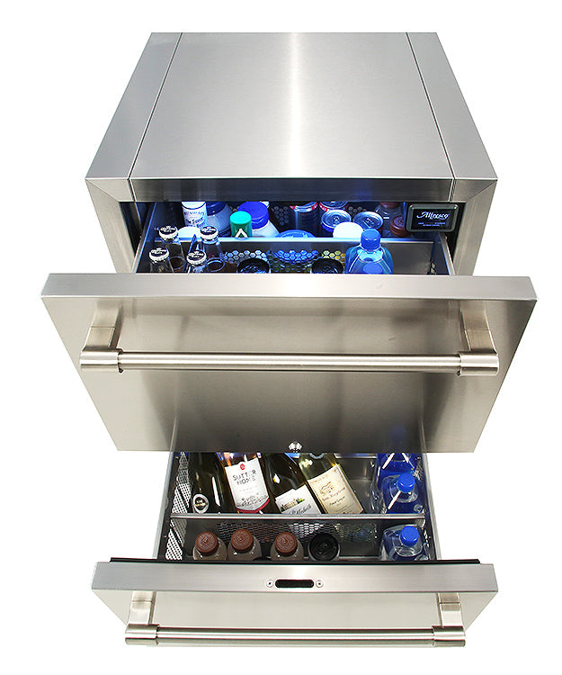 Alfresco 24" PolarCore™ Undercounter 2 Drawer Outdoor Refrigerator