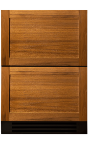 True Residential undercounter refrigerator drawer in a wood finish, perfect for enhancing indoor or outdoor spaces.