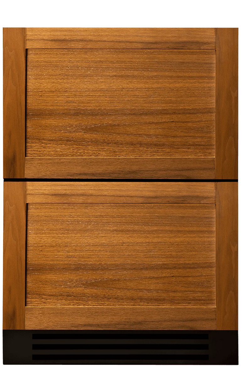 True Residential undercounter refrigerator drawer in a wood finish, perfect for enhancing indoor or outdoor spaces.