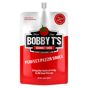Bobby T's Pizza Sauce pouch, authentic Italian pizza sauce for delicious homemade pizzas.