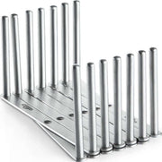 Expandable rib holder for grills made of stainless steel, designed for 1 to 6 racks, easy to clean and store.