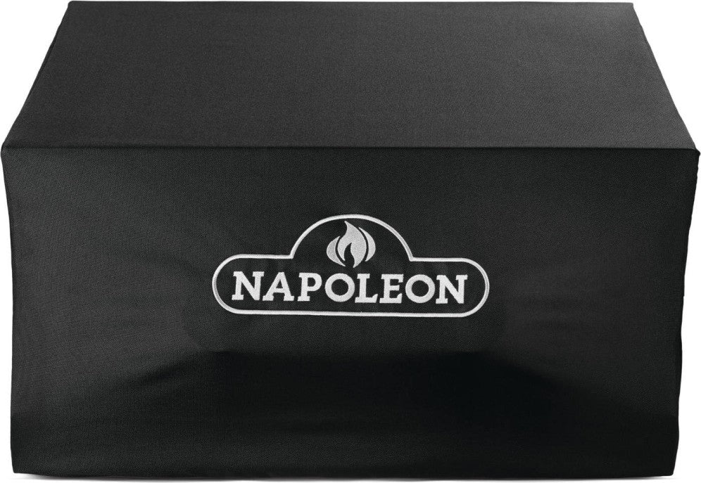 18-inch side burner grill cover made of heavy duty PVC polyester with embroidered Napoleon logo.