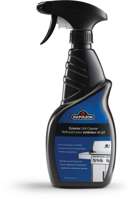 Napoleon exterior grill cleaner spray bottle for maintaining shiny grill exterior cleaner.