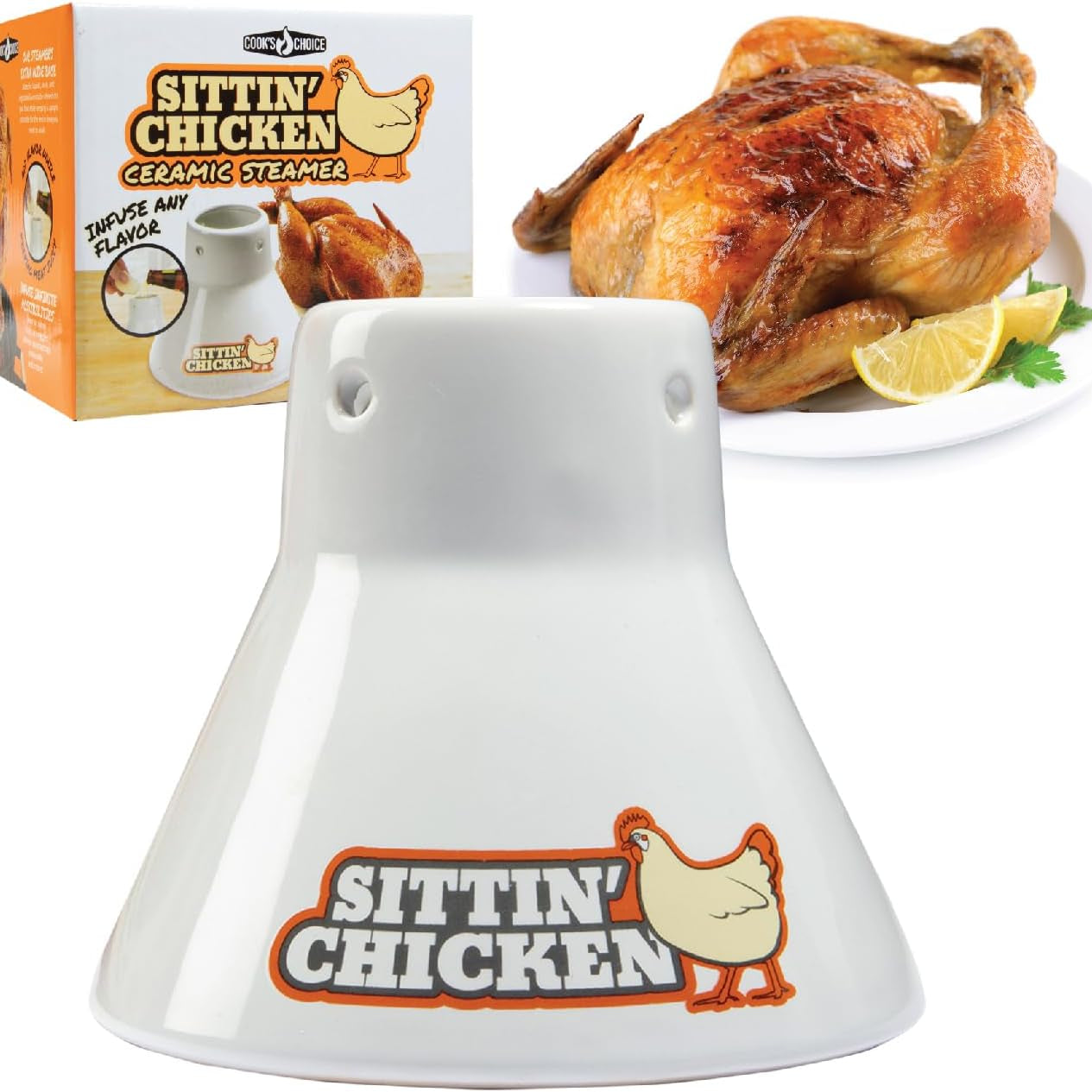 The Original Sittin' Chicken Ceramic Stand - The Kansas City BBQ Store