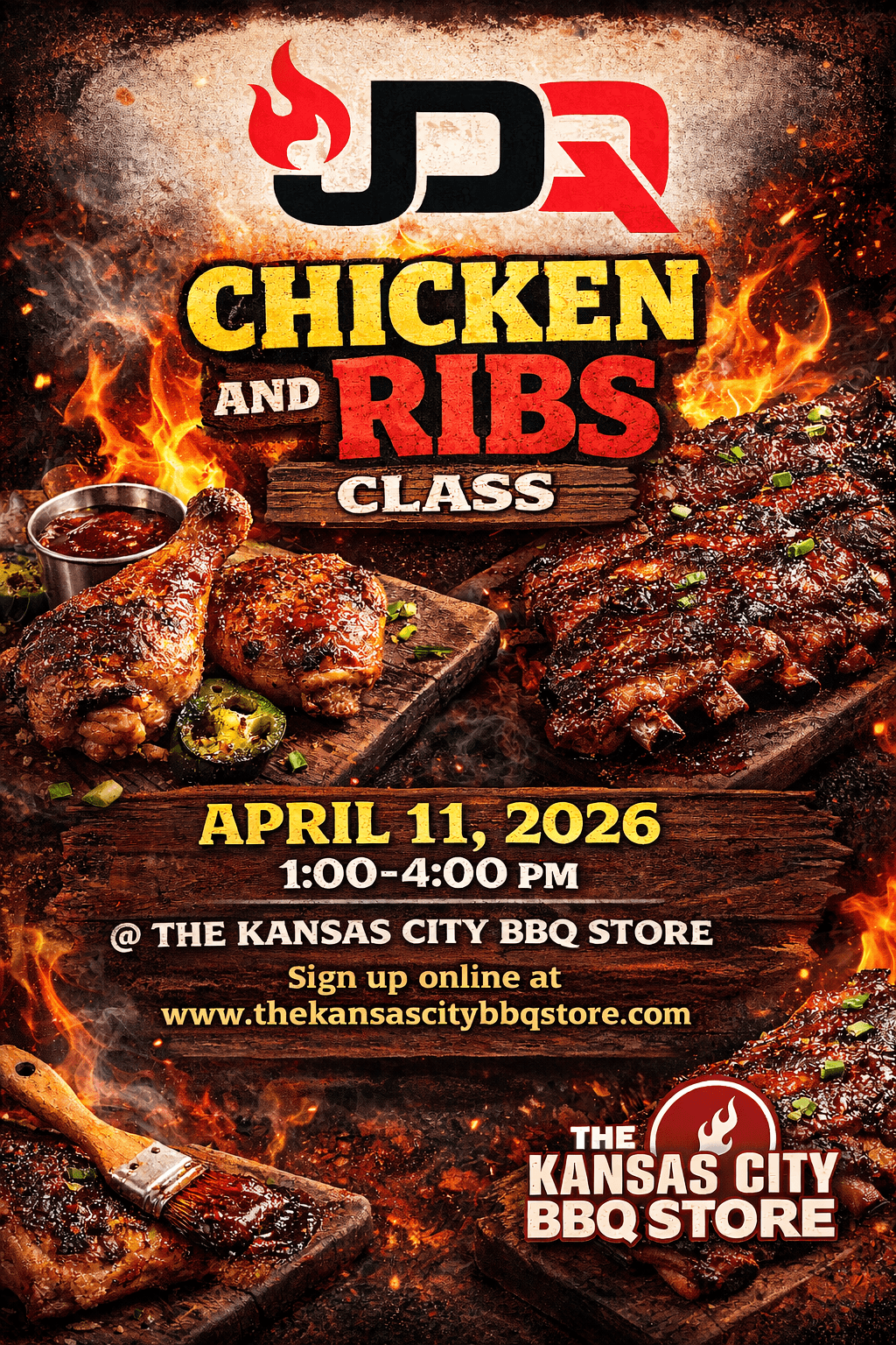 JDQ Chicken and Ribs BBQ Cooking Class at The Kansas City BBQ Store — learn competition ribs and chicken from pitmasters Josh DeWitt and Jeremy Williams