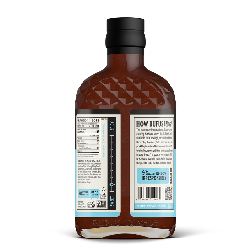 Rufus Teague Slim N' Sweet Zuckerfreie Barbecue-Sauce 13 oz.