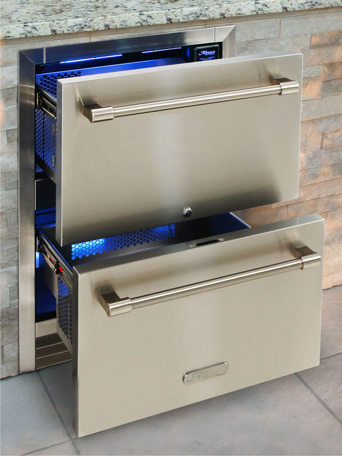 Alfresco 24" PolarCore™ Undercounter 2 Drawer Outdoor Refrigerator
