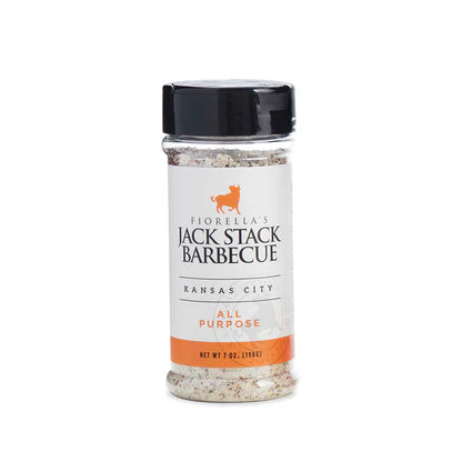 Jack Stack barbecue essentials bundle all-purpose rub in a shaker bottle, perfect for enhancing barbecue flavor.