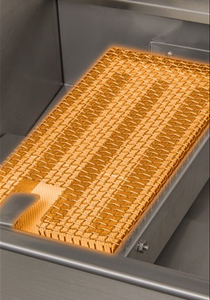Close-up of an Artisan Sear Zone Infrared Burner, showcasing the glowing ceramic surface for perfect searing.