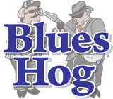 Blues Hog BBQ Logo with two pigs playing guitars