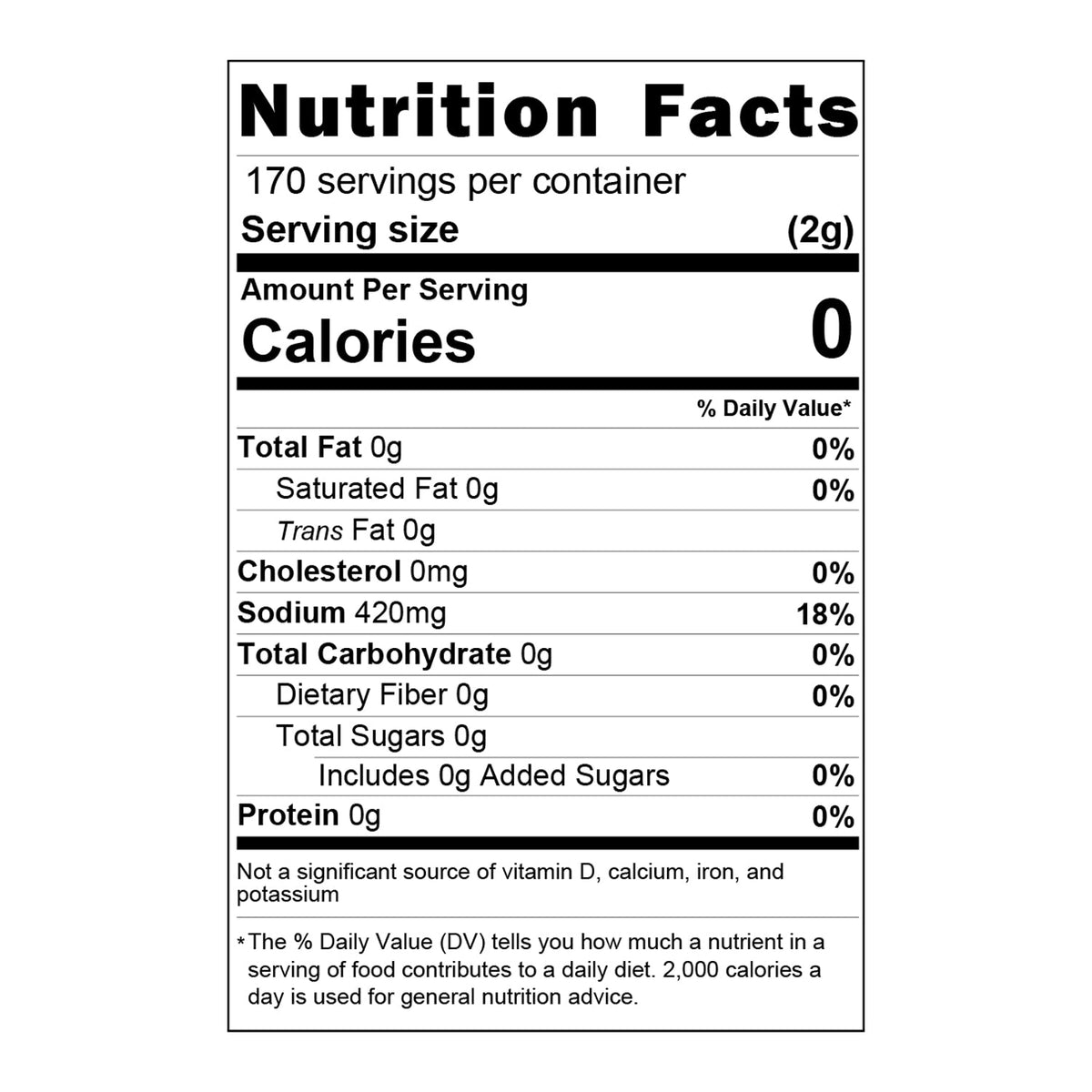 Nutrition facts label for Bobby T's chipotle garlic butter seasoning, showing calories and nutrients per serving.