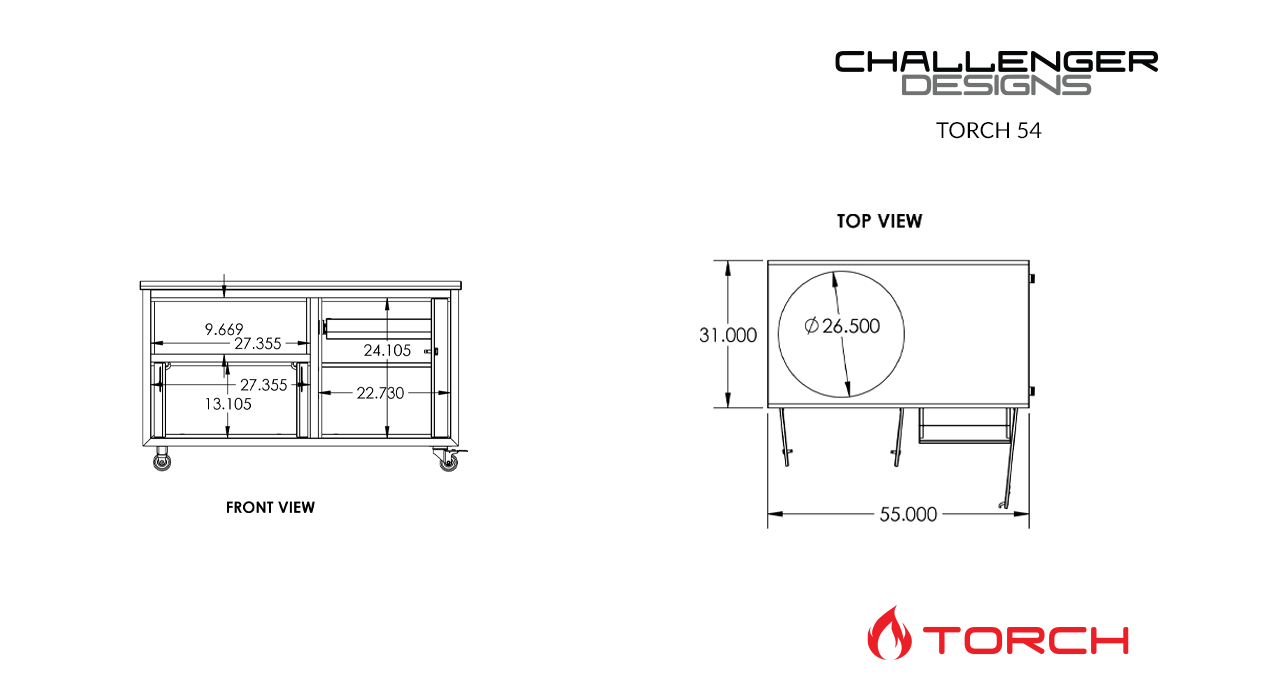 Challenger Designs 54" Torch Cart for Primo XL