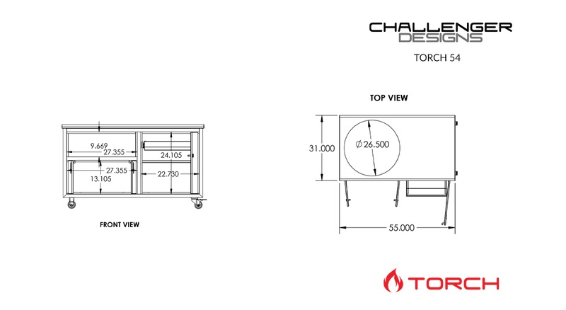Challenger Designs 54" Torch Cart for Primo XL