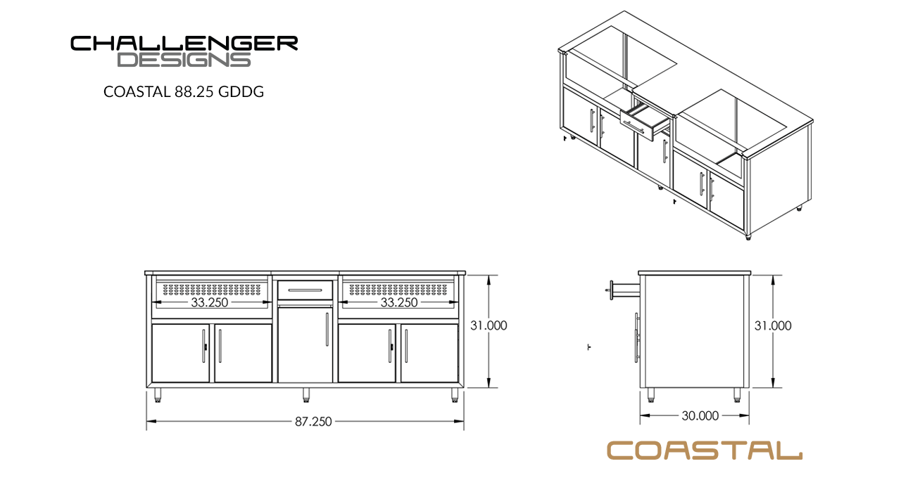 Challenger Designs Coastal Series Grill & Griddle Island (COGI-88.25-GDDG)