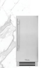 TRUE RESIDENTIAL UNDERCOUNTER CLEAR ICE MACHINE 15 SOLID STAINLESS on a marble countertop surface.