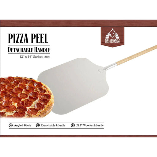 Chicago Brick Oven Pizza Peel 12" x 14" / Pizza Paddle - 35.5" Long Aluminum Metal Pizza Peel with Detachable 21" Wooden Handle [Pizza Steel Spatula / Pizza Shovel] - The Kansas City BBQ Store