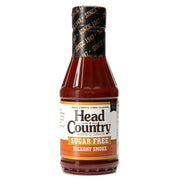 Head Country Sugar Free Hickory Smoke BBQ Sauce bottle with a robust flavor for BBQ enthusiasts.