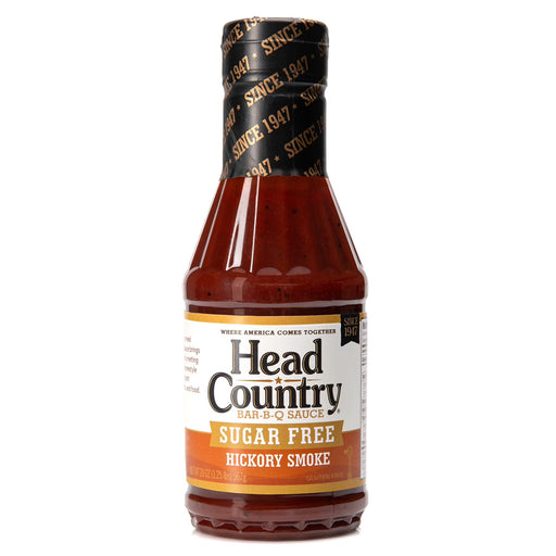 Head Country Sugar Free Hickory Smoke BBQ Sauce bottle with a robust flavor for BBQ enthusiasts.