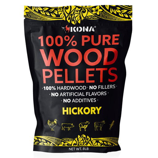 Kona 100% Hickory Wood Pellets - Grilling, BBQ & Smoking - Concentrated Pure Hardwood - Bold Smoke - The Kansas City BBQ Store