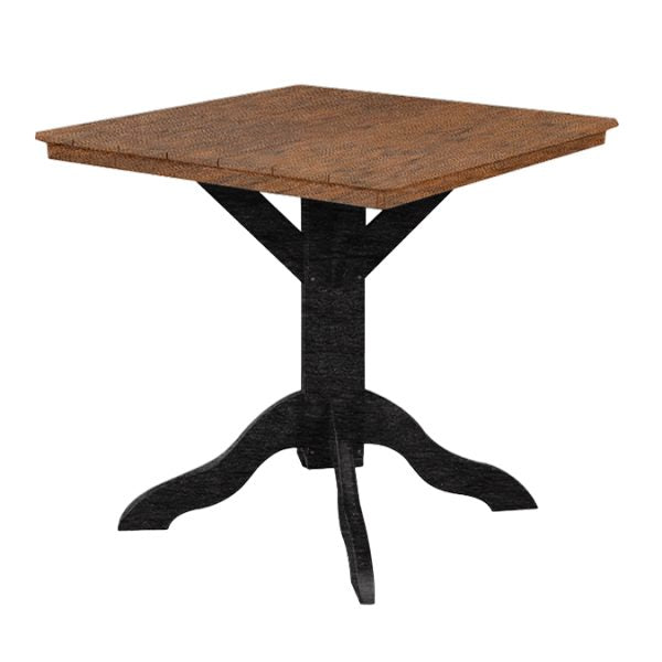 Kanyon Living 42 inch square bar height table in Deluxe Antique Mahogany color, ideal for outdoor bars and high-top seating.