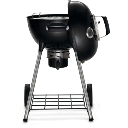 Napoleon Grills Premium 18 inch charcoal kettle grill shown from the side, highlighting its compact design and features.