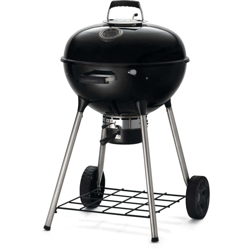 Napoleon Grills Premium 22 inch charcoal kettle grill with legs and wheels for easy mobility.