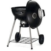 Napoleon Grills Premium 22 inch charcoal kettle grill with adjustable air vents and wheels for easy mobility.