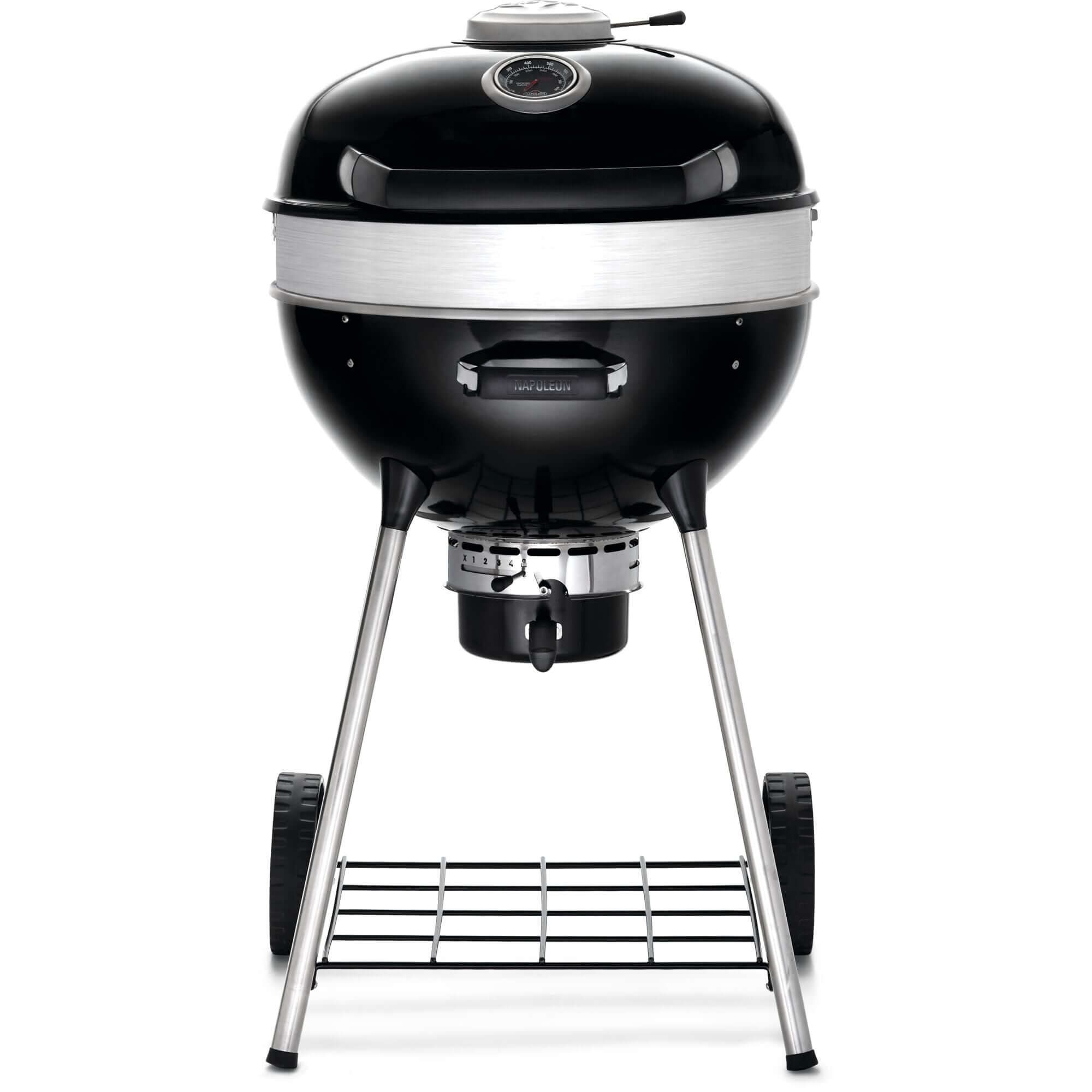 Napoleon charcoal kettle grill with a robust design and ample cooking space for outdoor barbecues.