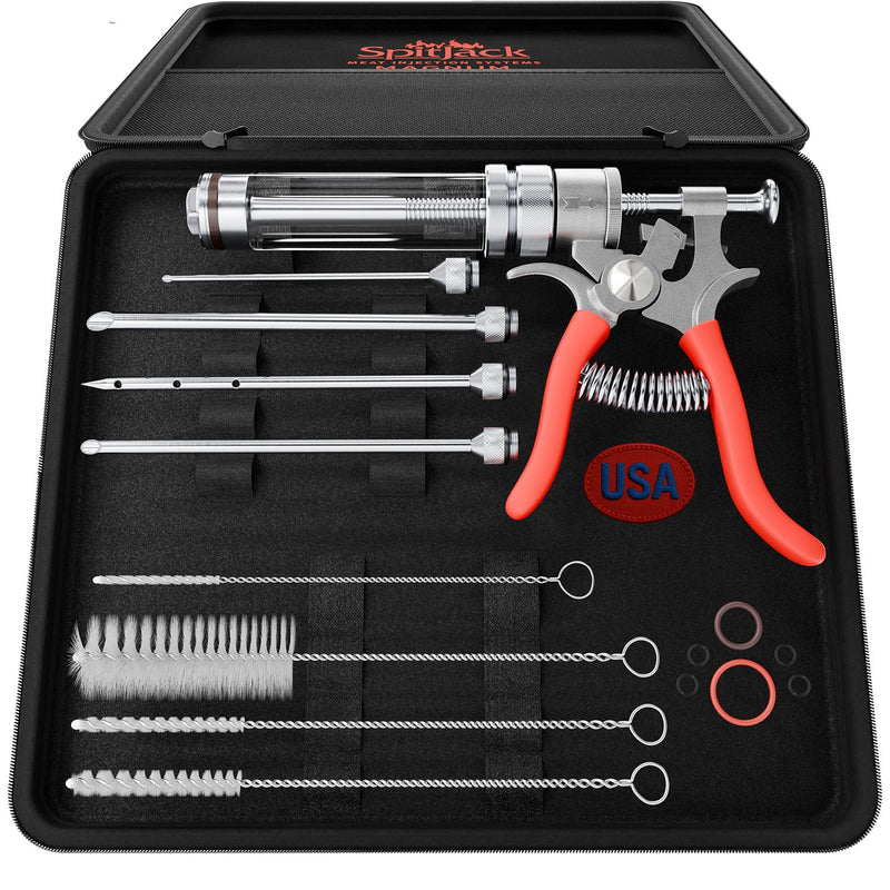 SpitJack MAGNUM Meat Injector - Complete Kit with Deluxe Case and Four Needles