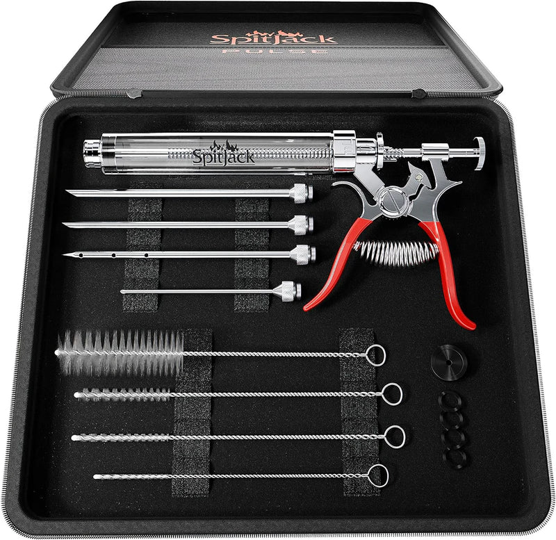 SpitJack PULSE Meat Injector Kit with Deluxe Case and Four Needles