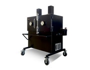 Myron Mixon H2O water smoker on wheels, perfect for BBQ with wet and dry cooking versatility, 48 inch cooking space.