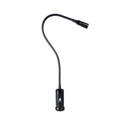 Black flexible neck light on a white background