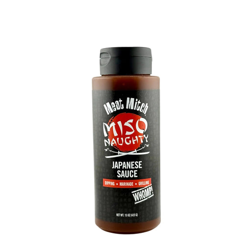 Meat Mitch Miso Naughty Japanese Sauce bottle, perfect for dipping, marinating, and grilling.