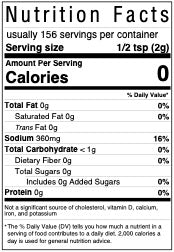 Nutrition facts label for Bobby T's Mad Maddie’s Steak and Burger Seasoning blend with serving size and details.