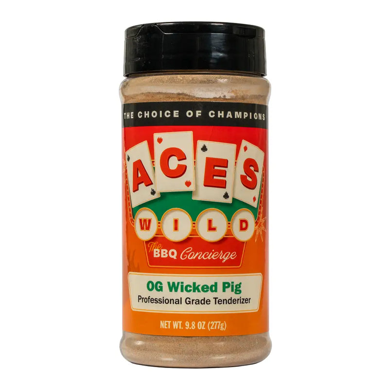 Aces Wild OG Wicked Pig Marinade, professional grade meat tenderizer for tenderizing.
