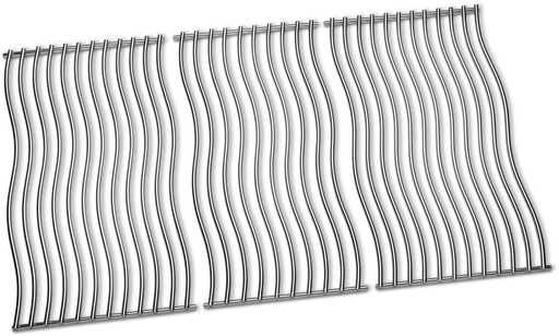 Napoleon Rogue 525 stainless steel cooking grids featuring a wave grid pattern for optimal heat retention.