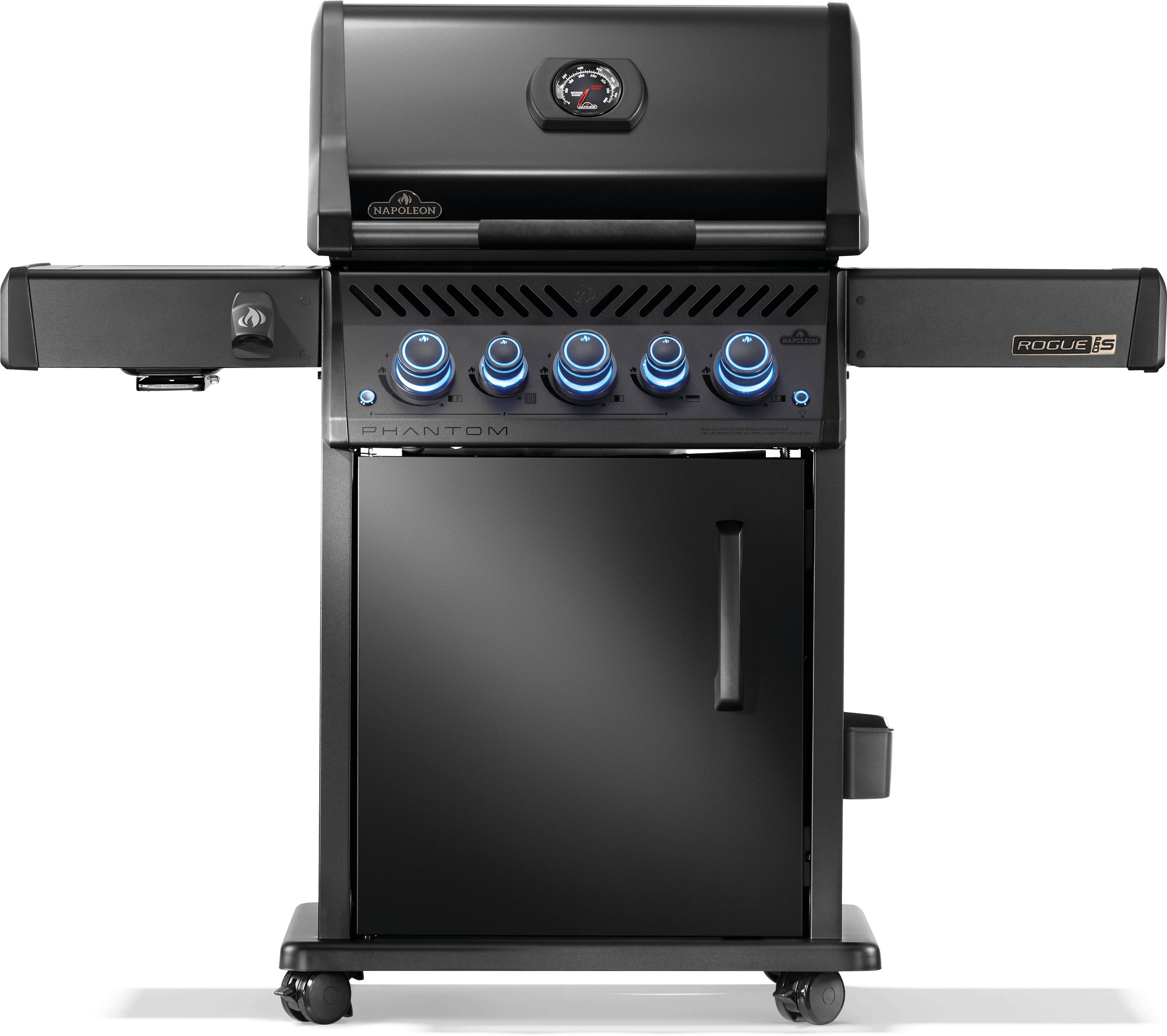 Black Propane Grill with brand logo on a transparent background