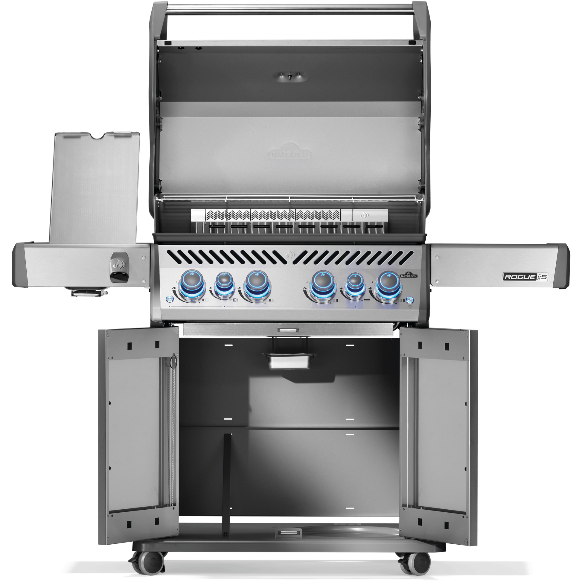 Napoleon Grills Rogue® PRO-S 525 RSIB, premium propane gas grill with side burner and infrared rotisserie.