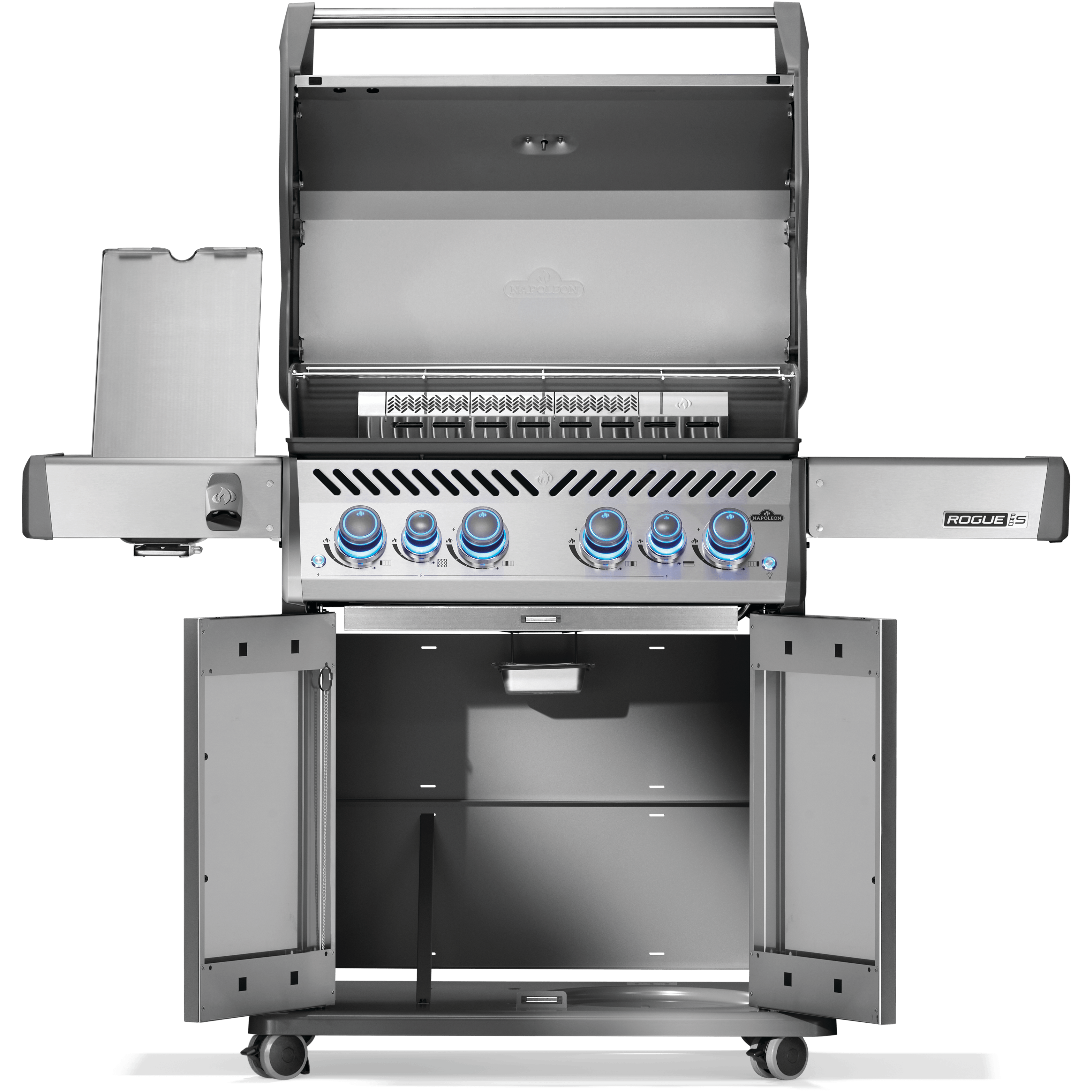 Napoleon Grills Rogue® PRO-S 525 RSIB, premium propane gas grill with side burner and infrared rotisserie.