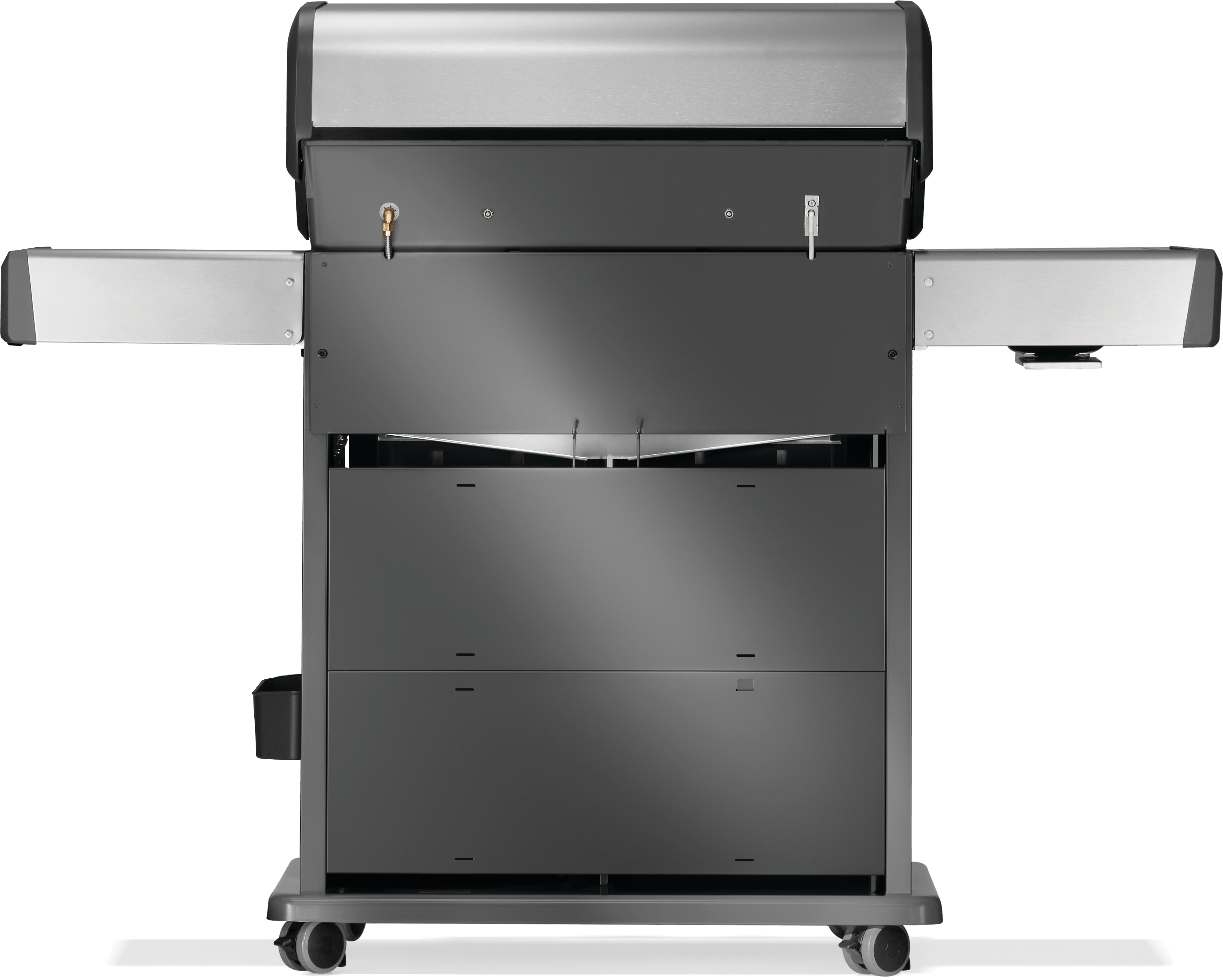 Premium propane gas grill - Napoleon Grills Rogue® PRO-S 525 with stainless steel finish and side shelves.