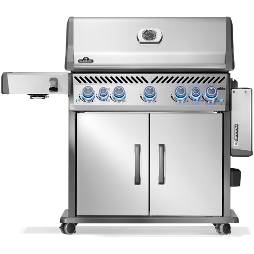 Napoleon Rogue PRO-S 625 gas grill with infrared burners and stainless steel finish.