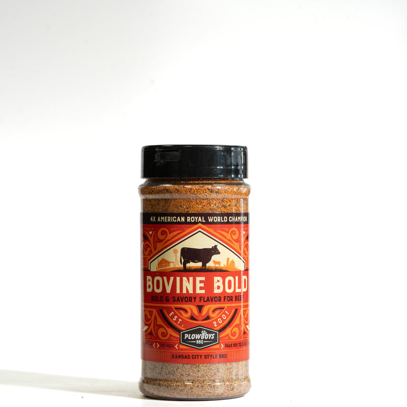 Plowboys BBQ Bovine Bold 12oz bottle, bold savory Kansas City style beef rub no MSGPlowboys BBQ Bovine Bold 12oz bottle, bold savory Kansas City style beef rub no MSG