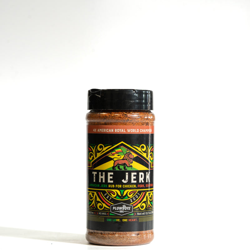 Plowboys BBQ The Jerk Rub 13.7oz bottle, gluten free no MSG Jamaican jerk chicken pork seafood rub