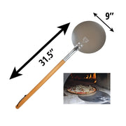 Chicago Brick Oven Aluminum Pizza Peel - Turning Pizza Paddle with Leather Strap and Detachable Wood Handle - Bakeware & Pizza Oven Accessories - 9 in - The Kansas City BBQ Store