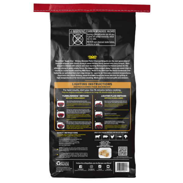 Royal Oak® Super Size™ Hickory Pellet Infused Charcoal Briquettes - The Kansas City BBQ Store
